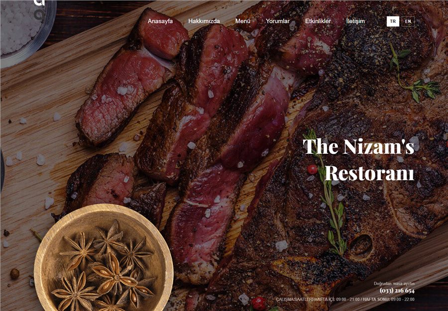 Restoran web sitesi demo görüntüsü